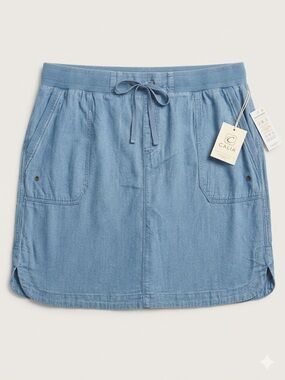 Caffe Marrakesh Light Blue Denim Drawstring Skort